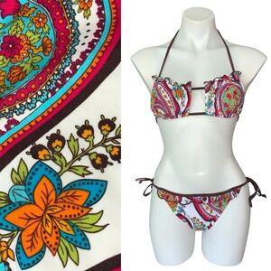 NWT Y2K Floral Paisley Padded Bikini Set